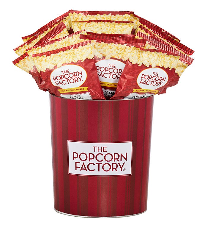 TPF Retro Popcorn Tin with Individual Popcorn Bags